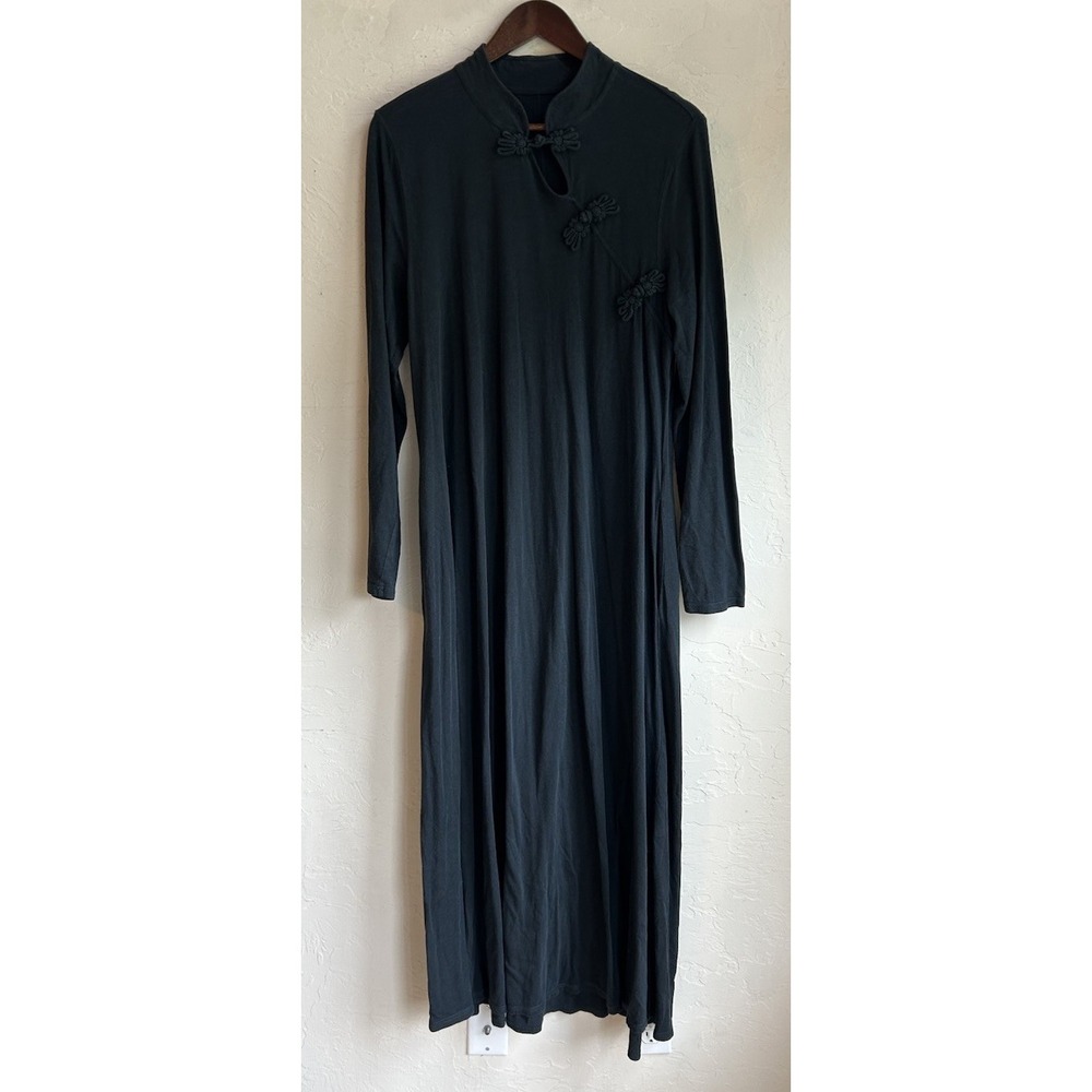 Soft Surroundings Maxi A Line Dress L Tall Black Frog Pankou Minimalist Bohemian